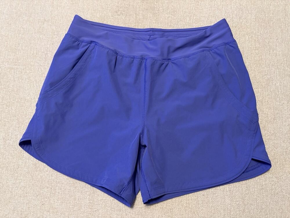 Lands End Swim Lined Short Women’s Size 14 Purple 5" Comfort Waist Pockets Beach